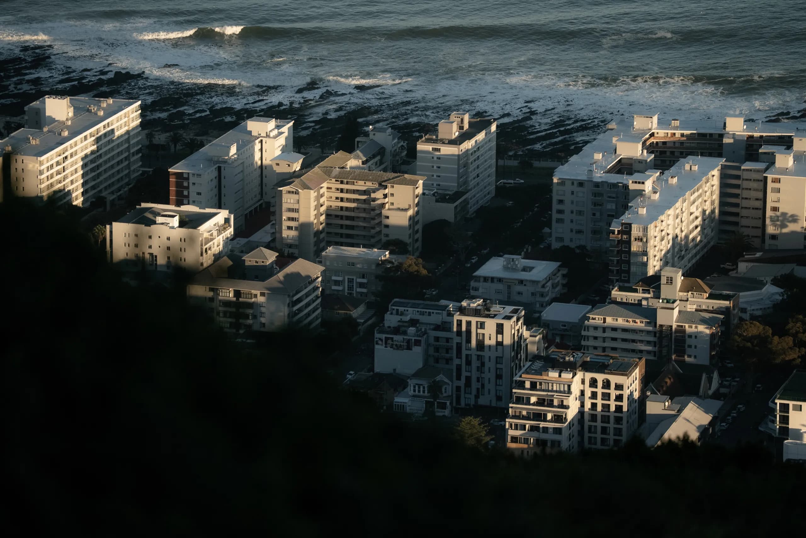 Apartment blocks above the Atlantic seaboard at golden hour